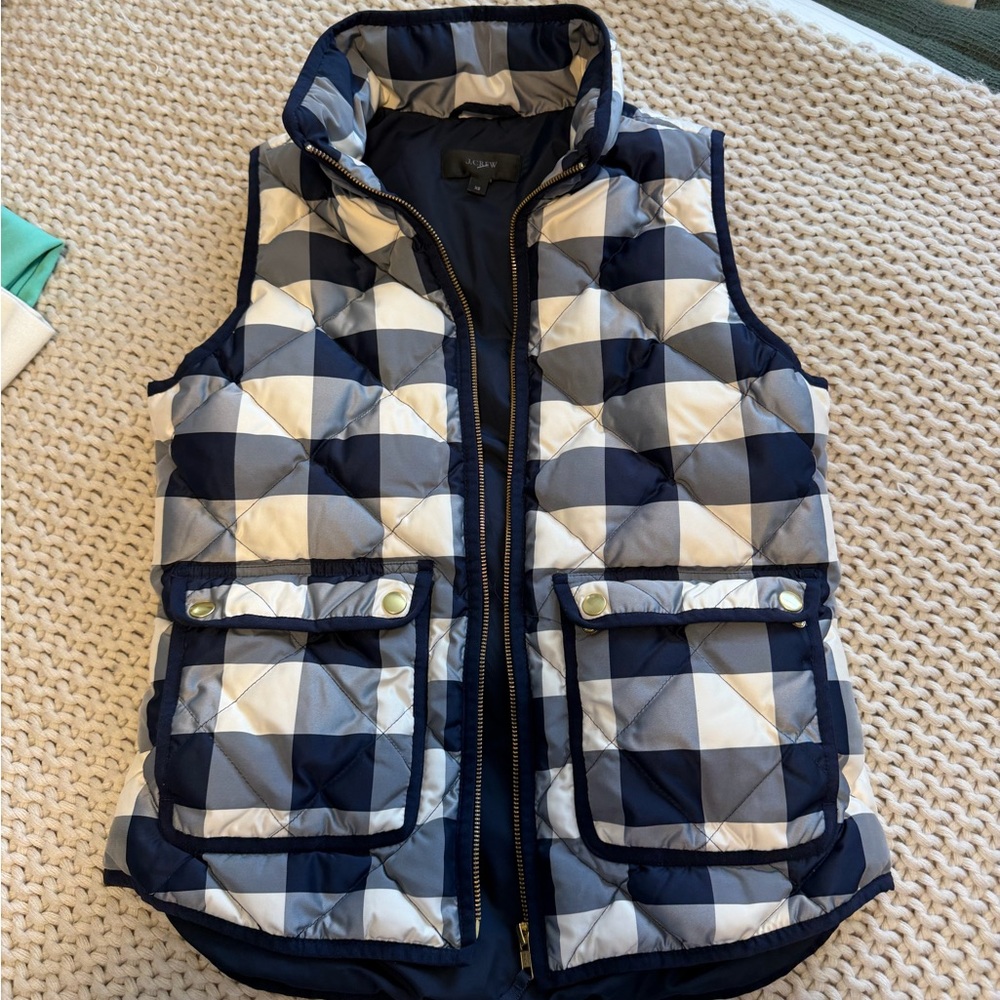 J. Crew Navy and White Checkered Kids Vest